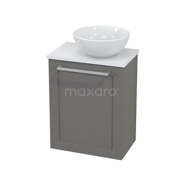 WC-Möbel mit Aufsatzwaschbecken Keramik Modulo+ Pico Basalt 41cm BMC000710 Grau hängendes Badmöbel mit weißem keramischen Aufsatzwaschbecken, moderne Ausstrahlung und kompakte Gestaltung.