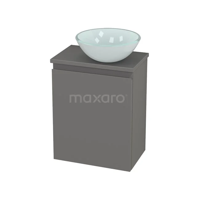 Toilet unit with countertop wash basin Glass Modulo+ Pico Basalt 41cm BMC001277 Grey bathroom unit with vanity units with basin made of glass, modern design, ideal for compact bathroom fittings.