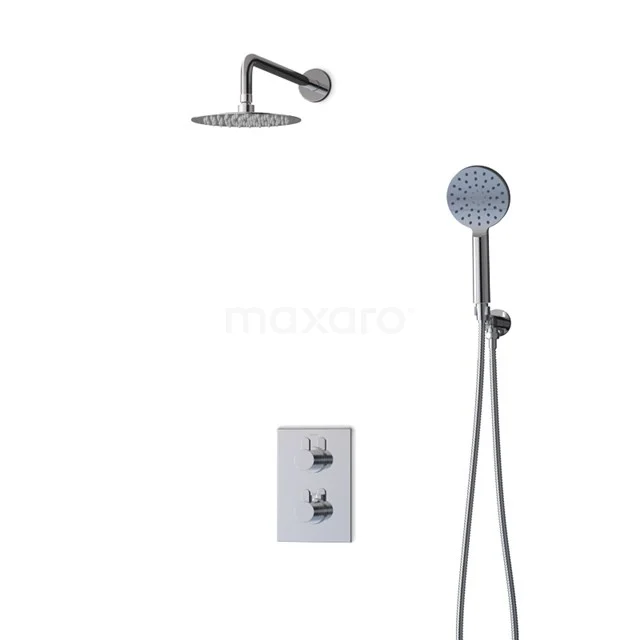 Balance Regenduschen Einbau | Chrom 20 cm Regenduschen Thermostatisch DSG-0304-00001 Chrom Regendusche Set mit runder Kopfbrause und Handbrause, einschließlich Thermostatarmatur für luxuriösen Badezimmerkomfort.