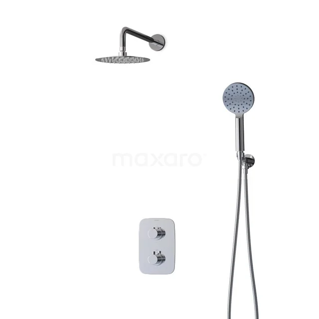 Balance Rain shower Built-in | Chrome 20 cm Rain shower Thermostatic DSG-0304-00003 Stainless steel rain shower set with handheld shower, sleek design, including thermostatic mixer for a modern bathroom experience.