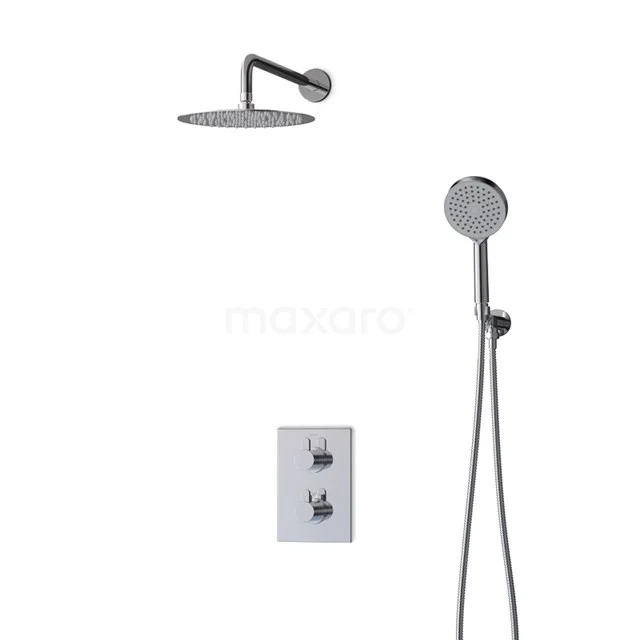 Balance Rain shower Built-in | Chrome 25 cm Rain shower Thermostatic DSG-0304-00010 Modern chrome shower mixer set with rain shower and handheld shower, ideal for a stylish bathroom upgrade.