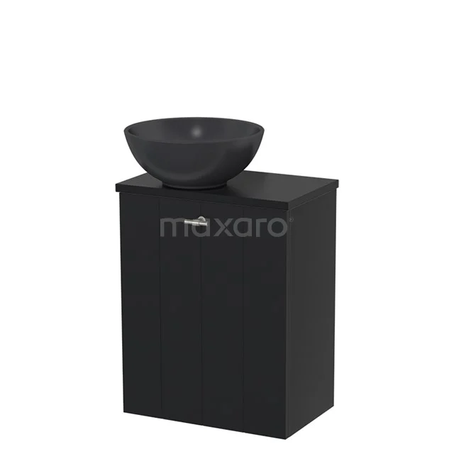 Toiletmeubel met waskom | 41 cm Mat zwart Lamel front Mat zwart Quartz waskom Mat zwart blad TMK10-00014