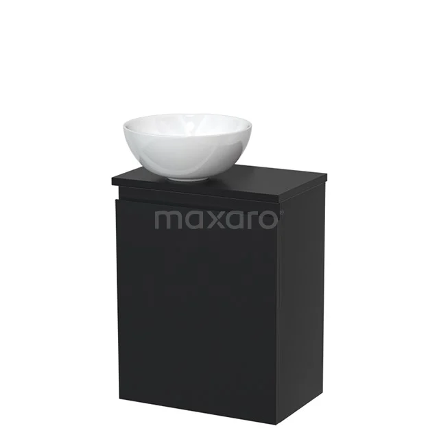 Toilet unit with wash basin | 41 cm Matte black Handleless front High-gloss white Ceramic countertop wash basin Matte black worktop TMK10-04645