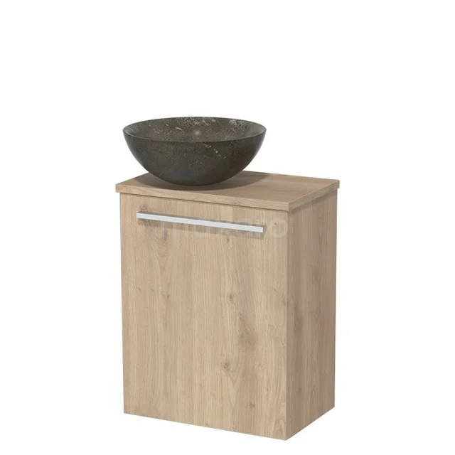 Toilet unit with wash basin | 41 cm Flat front Flat front Blue stone Natural stone countertop wash basin Light brown oak worktop TMK10-02724
