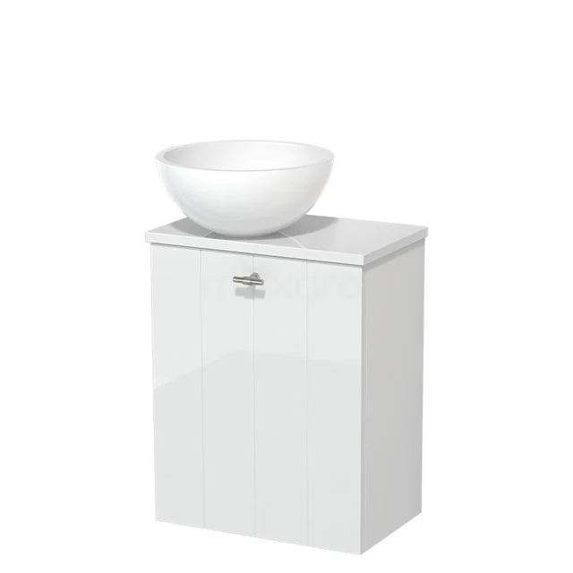 Toilet unit with wash basin | 41 cm High-gloss white Lamel front High-gloss white Mineral marble countertop wash basin High-gloss white worktop TMK10-04925