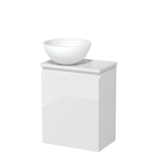 Toilet unit with wash basin | 41 cm High-gloss white Handleless front High-gloss white Mineral marble countertop wash basin High-gloss white worktop TMK10-04931