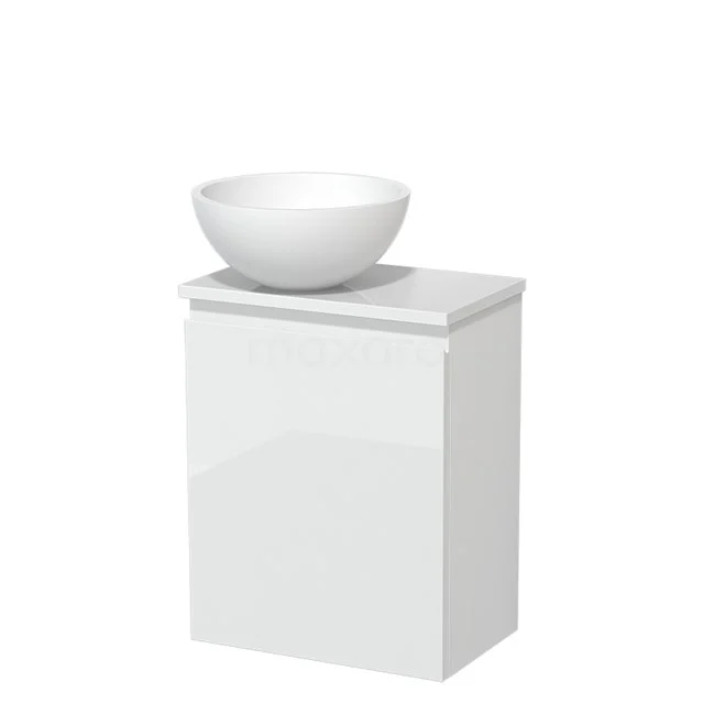 Toilet unit with wash basin | 41 cm High-gloss white Handleless front Matte white Solidtop wash basin High-gloss white worktop TMK10-04932