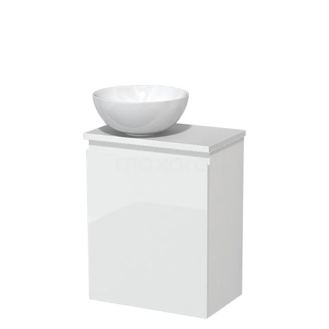 Toilet unit with wash basin | 41 cm High-gloss white Handleless front High-gloss white Ceramic countertop wash basin High-gloss white worktop TMK10-04934