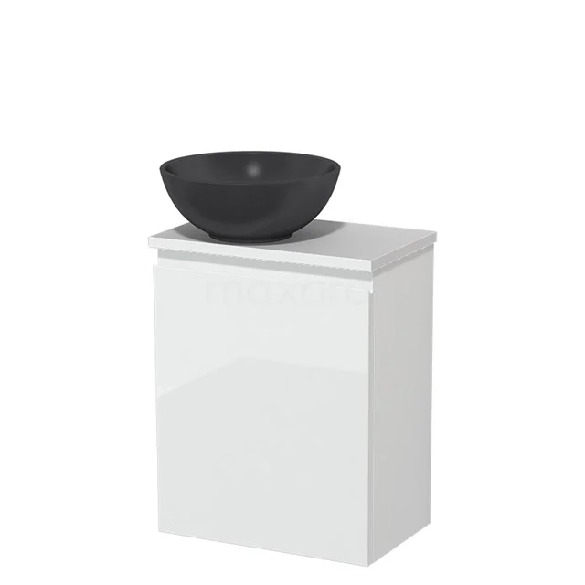 Toilet unit with countertop wash basin | 41 cm High-gloss white Handleless front High-gloss black Quartz wash basin High-gloss white worktop TMK10-04939