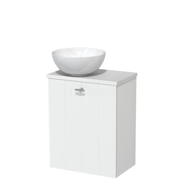 Toilet unit with countertop wash basin | 41 cm Matte white Lamel front High-gloss white Ceramic countertop wash basin Matte white worktop TMK10-04946