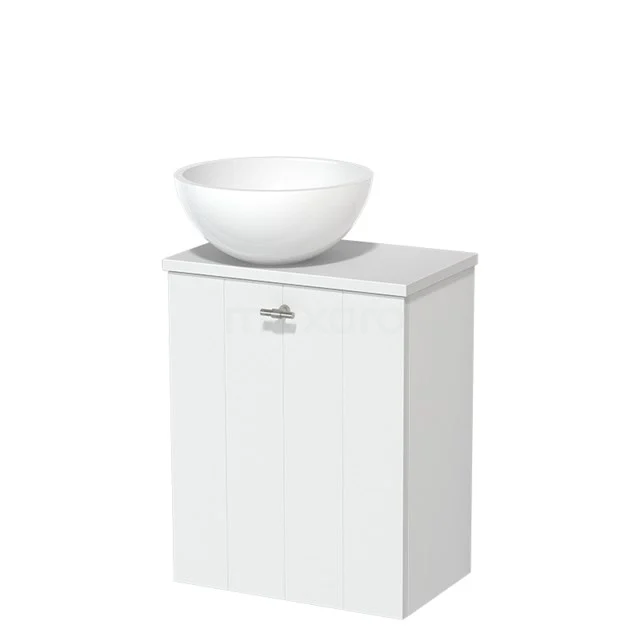 Toilet unit with countertop wash basin | 41 cm Matte white Lamel front High-gloss white Mineral marble countertop wash basin Matte white worktop TMK10-04949