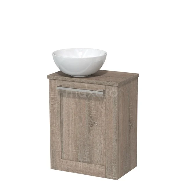 Toilet unit with wash basin | 41 cm Oak Front High-gloss white Ceramic countertop wash basin Ceramic worktop Oak worktop TMK10-04994