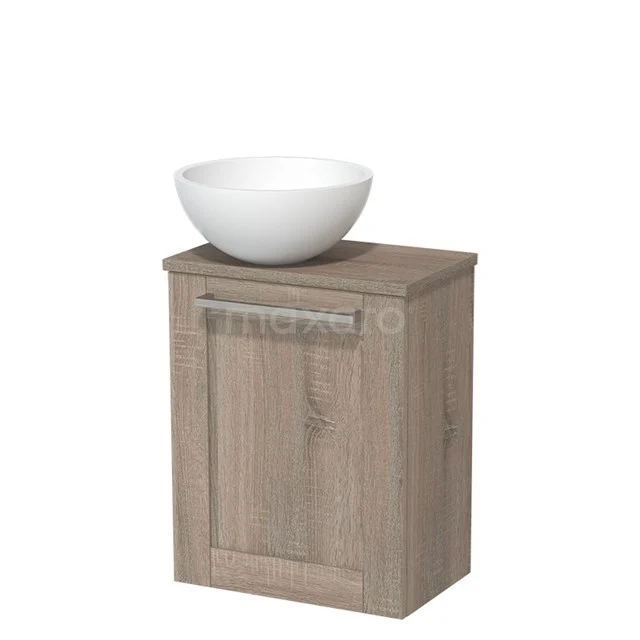 Toilet unit with countertop wash basin | 41 cm Oak Front Matte white Solid surface countertop wash basin Oak worktop TMK10-04998