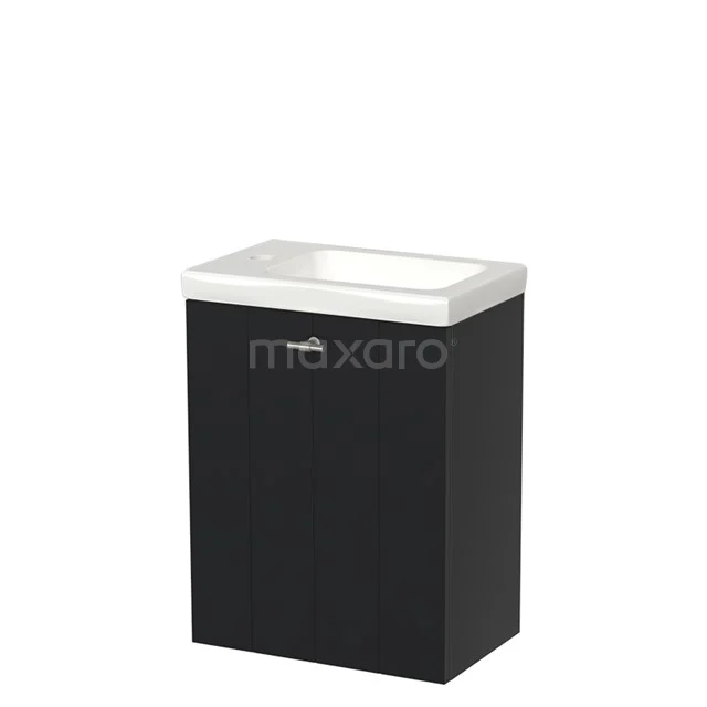 Modulo Pico Toiletmeubel met wastafel | 40 cm Mat zwart Lamel front Keramiek TMW10-00007