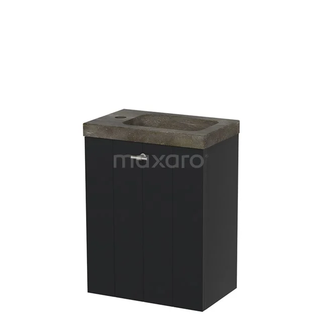 Modulo Pico Toilet unit with basin | 40 cm Matte black Lamel front Natural stone TMW10-00009