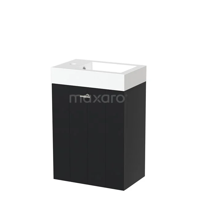 Modulo Pico Toiletmeubel met wastafel | 40 cm Mat zwart Lamel front Mineraalmarmer TMW10-00011