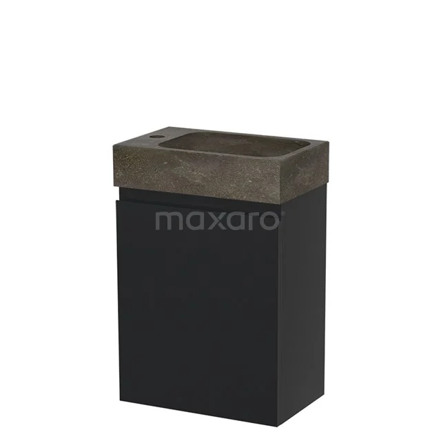 Modulo Pico Toilet unit with basin | 40 cm Matte black Handleless front Natural stone TMW10-00014