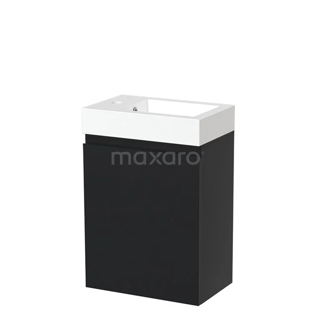 Toiletmeubel met Wastafel Mineraalmarmer Glanzend Modulo Mat Zwart 40 cm TMW10-00023
