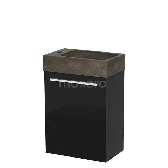 Modulo Pico Toiletmeubel met wastafel | 40 cm Hoogglans zwart Vlak front Natuursteen TMW10-00050