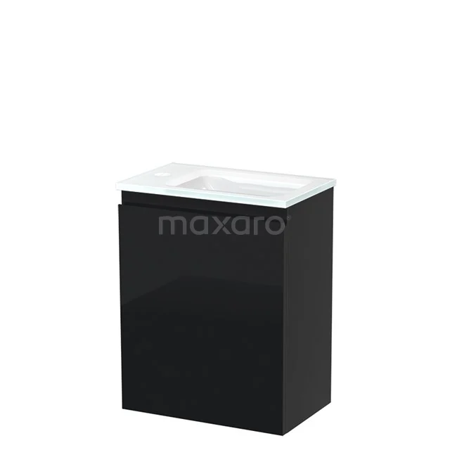 Modulo Pico Toiletmeubel met wastafel | 40 cm Hoogglans zwart Greeploos front Glas TMW10-00064