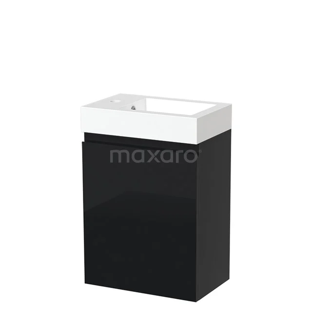Toiletmeubel met Wastafel Mineraalmarmer Glanzend Modulo Hoogglans Zwart 40 cm TMW10-00065
