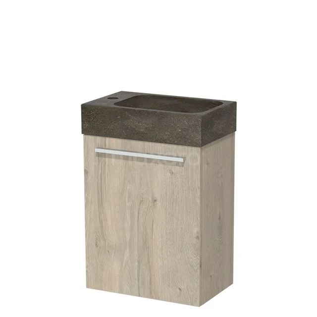 Modulo Pico Toilet unit with basin | 40 cm Light grey oak Flat front Natural stone TMW10-00074