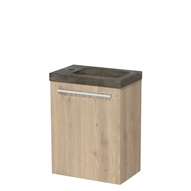 Modulo Pico Toilet unit with basin | 40 cm Light brown oak Flat front Natural stone TMW10-00087