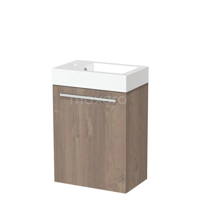 Modulo Pico Toilet unit with basin | 40 cm Mid brown oak Flat front Mineral marble TMW10-00101