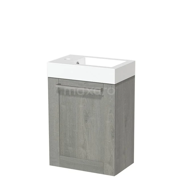 Modulo Pico Toilet unit with basin | 40 cm Grey oak Fronts Mineral marble TMW10-00131 Grey wooden Bathroom unit with white basin, compact design, perfect for small bathrooms.