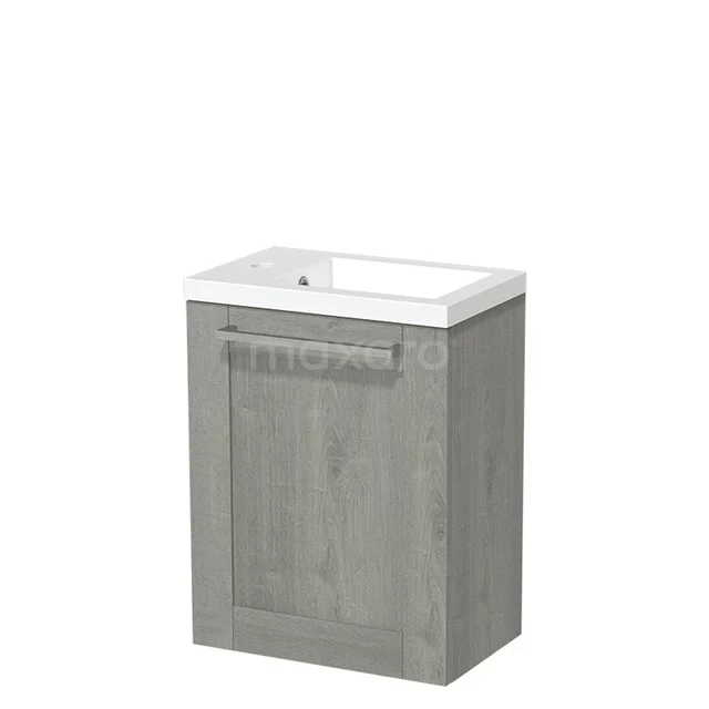 Modulo Pico Toilet unit with basin | 40 cm Grey oak Fronts Mineral marble TMW10-00132 Grey wooden bathroom unit with integrated white vanity unit with basin, sleek design, ideal for compact bathrooms.