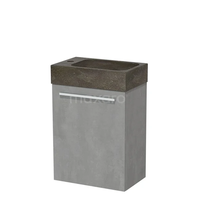 Modulo Pico Toiletmeubel met wastafel | 40 cm Lichtgrijs beton Vlak front Natuursteen TMW10-00134