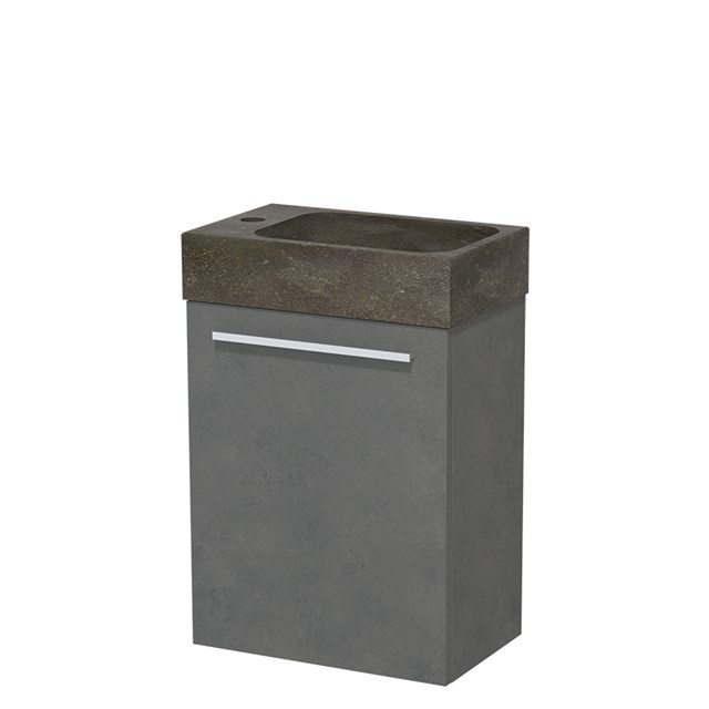 Modulo Pico Toiletmeubel met wastafel | 40 cm Donkergrijs beton Vlak front Natuursteen TMW10-00140