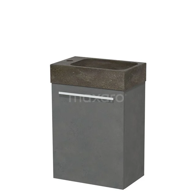Modulo Pico WC-Möbel mit Waschbecken | 40 cm Dunkelgrauer Beton Glatte Front Naturstein TMW10-00140 Kompakter Waschtisch in Betonoptik, Grau mit integriertem Waschbecken, ideal für moderne Badezimmergestaltungen.