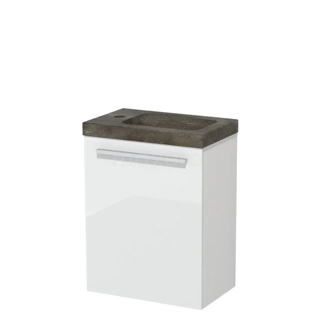 Modulo Pico Toilet unit with basin | 40 cm High-gloss white Flat front Natural stone TMW10-00147