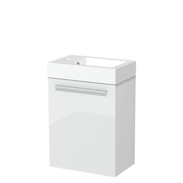 Modulo Pico WC-Möbel mit Waschbecken | 40 cm Hochglanz Weiß Glatte Front Mineralguss TMW10-00149 Weißes Badezimmermöbel mit integrierter Waschbecken, Hochglanzoberfläche und modernem Design, ideal für kompakte Bäder.