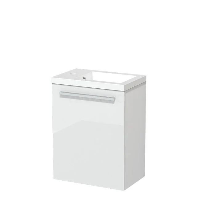 White hanging bathroom unit with ceramic basin, compact design, ideal for modern bathrooms.