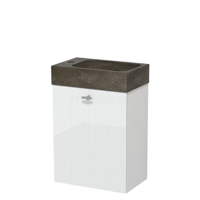 Kompakte Badmöbel weiß mit grauem Beton Waschbecken, modernes Design aus der Premium-Kollektion, ideal für kleine Bäder.