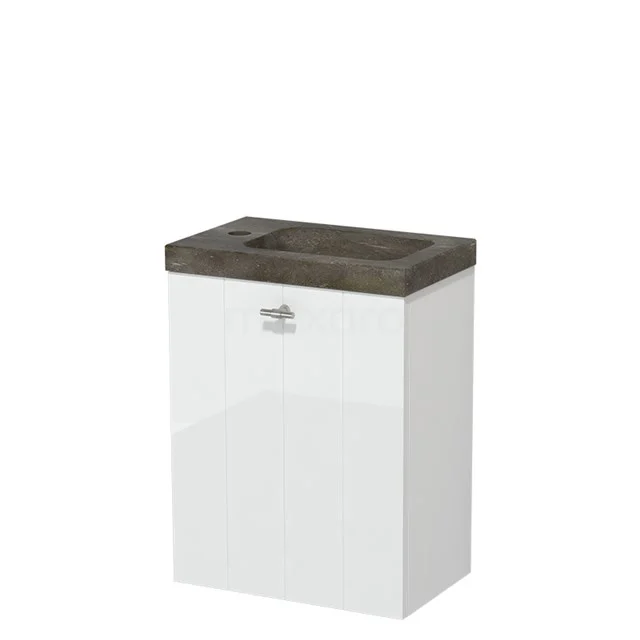Modulo Pico Toilet unit with basin | 40 cm High-gloss white Lamel front Natural stone TMW10-00153