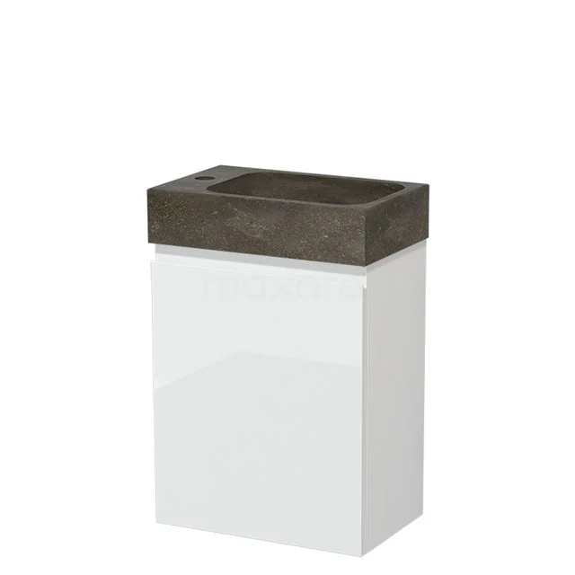 Modulo Pico Toiletmeubel met wastafel | 40 cm Hoogglans wit Greeploos front Natuursteen TMW10-00158