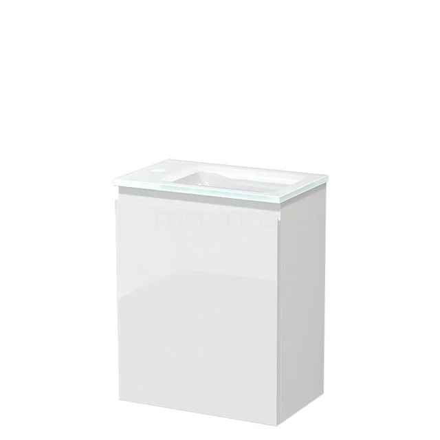 Modulo Pico Toiletmeubel met wastafel | 40 cm Hoogglans wit Greeploos front Glas TMW10-00160