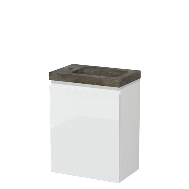 Modulo Pico Toilet unit with basin | 40 cm High-gloss white Handleless front Natural stone TMW10-00165