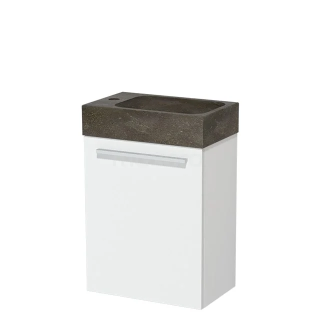 Kompakt mit Badmöbel mit Dunkelgrau Waschtischplatte, modernes Design, ideal für kleine Bäder.