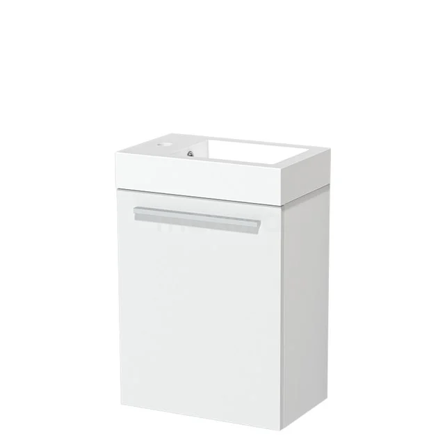 Modulo Pico WC-Möbel mit Waschbecken | 40 cm Matt Weiß Glatte Front Mineralguss TMW10-00173 Weißes keramisches Badmöbel mit integrierter Waschbecken, kompakte Größe und schlankes Design, perfekt für moderne Bäder.