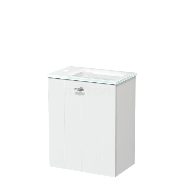 Modulo Pico Toilet unit with basin | 40 cm Matte white Frosted glass fronts TMW10-00178 White bathroom unit with integrated vanity unit with basin, modern design, compact size and durable MDF finish.