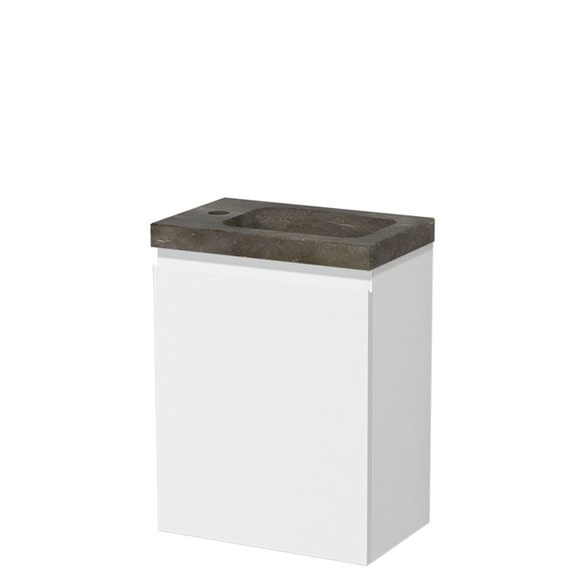 Modulo Pico Toiletmeubel met wastafel | 40 cm Mat wit Greeploos front Natuursteen TMW10-00183