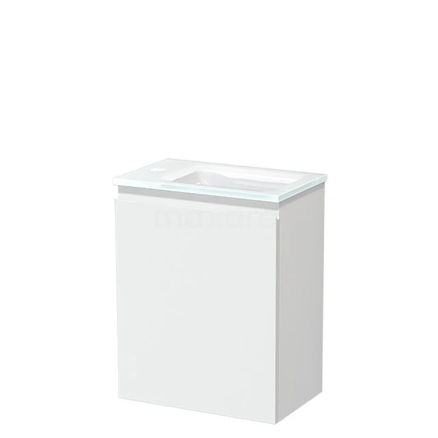 White hanging bathroom unit with integrated vanity unit with basin, compact design, sleek finish, ideal for a modern bathroom.