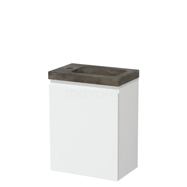 Modulo Pico Toiletmeubel met wastafel | 40 cm Mat wit Greeploos front Natuursteen TMW10-00189