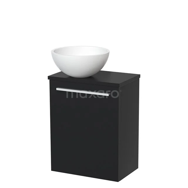 Toilet unit with wash basin | 41 cm Flat front Matte white Solidtop wash basin Matte black worktop TMK10-04631