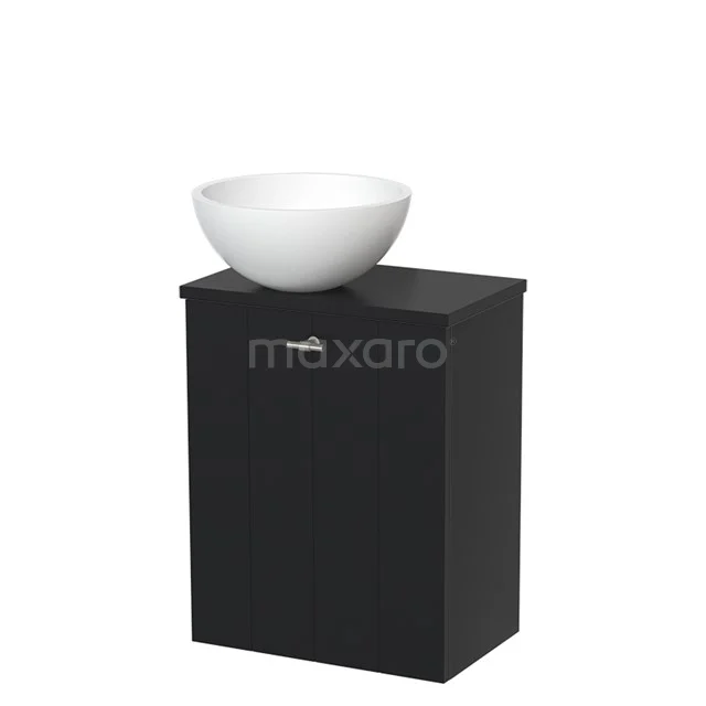 Toilet unit with countertop wash basin | 41 cm Mat black Lamel front Matte white Solid surface wash basin Matte black worktop TMK10-04637