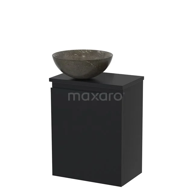 Toilet unit with wash basin | 41 cm Matte black Handleless front Blue stone Natural stone countertop wash basin Matte black worktop TMK10-04646